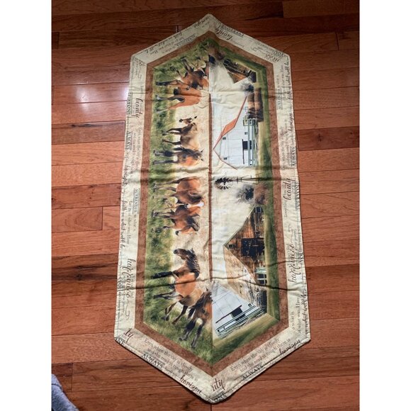 Handmade Horses Running Barn Quilted Table Runner - Picture 14 of 14
